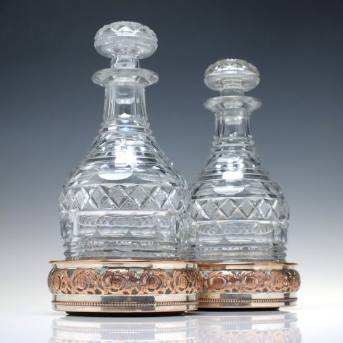 PAIR OF ARTS CRAFTS COPPER AND SILVER PLATED DECANTER STANDS OR COASTERS C1880 - ADDITIONAL PHOTO 6
