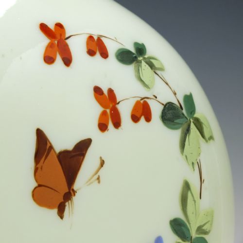 VICTORIAN OPALINE AND HAND PAINTED ENAMELLED GLASS VASE C1870 - ADDITIONAL PHOTO 3