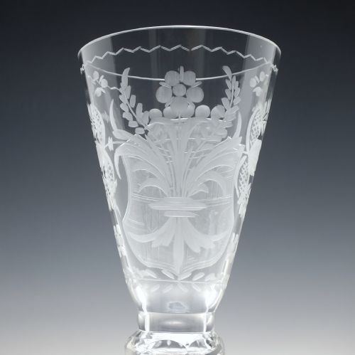 LARGE ENGRAVED ANTIQUE COLOUR OPAQUE TWIST JOSEPHINENHUTTE LIDDED WINE GOBLET C1900 - ADDITIONAL PHOTO 4