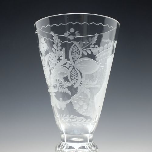 LARGE ENGRAVED ANTIQUE COLOUR OPAQUE TWIST JOSEPHINENHUTTE LIDDED WINE GOBLET C1900 - ADDITIONAL PHOTO 5