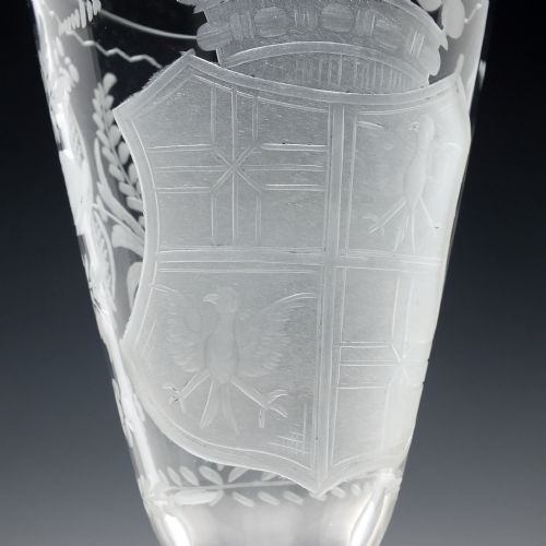 LARGE ENGRAVED ANTIQUE COLOUR OPAQUE TWIST JOSEPHINENHUTTE LIDDED WINE GOBLET C1900 - ADDITIONAL PHOTO 7