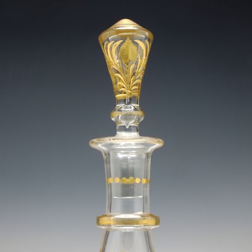 ENGRAVED GILDED JOSEPHINENHUTTE GLASS DECANTER C1900 - ADDITIONAL PHOTO 2