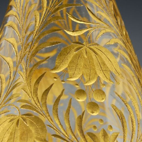 ENGRAVED GILDED JOSEPHINENHUTTE GLASS DECANTER C1900 - ADDITIONAL PHOTO 4