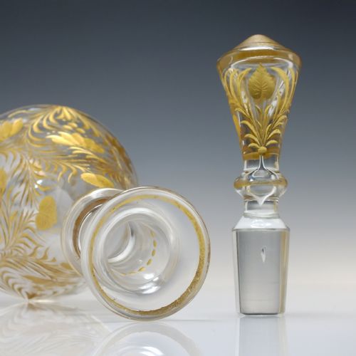 ENGRAVED GILDED JOSEPHINENHUTTE GLASS DECANTER C1900 - ADDITIONAL PHOTO 5
