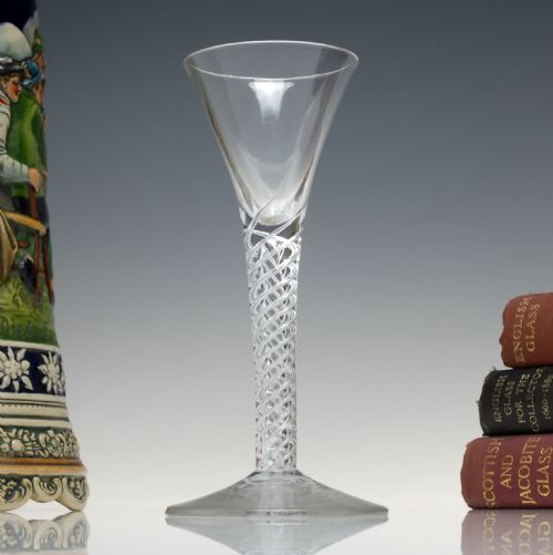 18th century multi spiral air twist wine glass with central air column c1750 - CATEGORY: ANTIQUE GLASS - DATED GEORGIAN