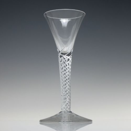 18TH CENTURY MULTI SPIRAL AIR TWIST WINE GLASS WITH CENTRAL AIR COLUMN C1750 - ADDITIONAL PHOTO 1
