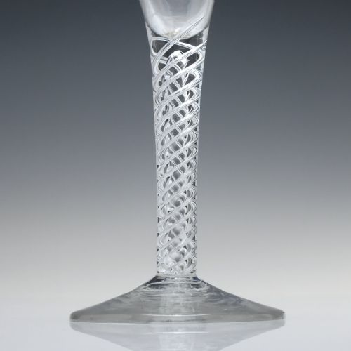 18TH CENTURY MULTI SPIRAL AIR TWIST WINE GLASS WITH CENTRAL AIR COLUMN C1750 - ADDITIONAL PHOTO 3