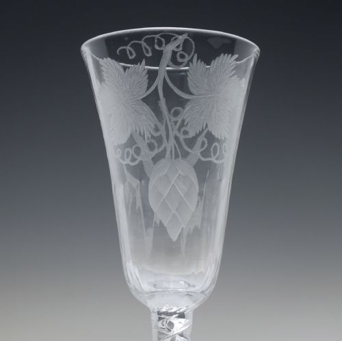 ENGRAVED MERCURY AIR TWIST ALE GLASS C1750 - ADDITIONAL PHOTO 2