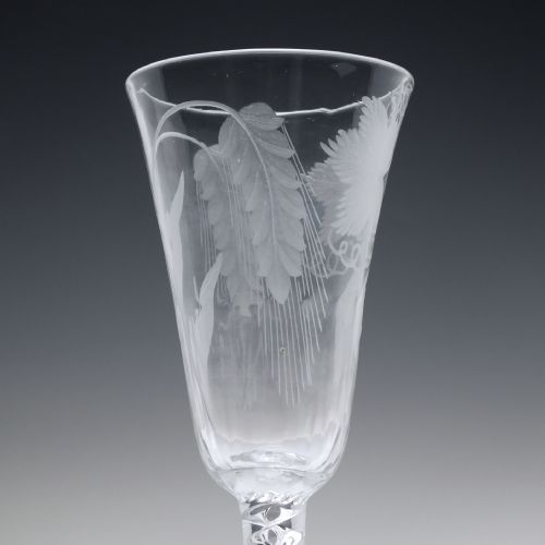 ENGRAVED MERCURY AIR TWIST ALE GLASS C1750 - ADDITIONAL PHOTO 4
