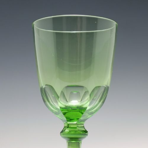 PAIR ANTIQUE 19TH CENTURY APPLE GREEN WINE GLASSES C1850 - ADDITIONAL PHOTO 2