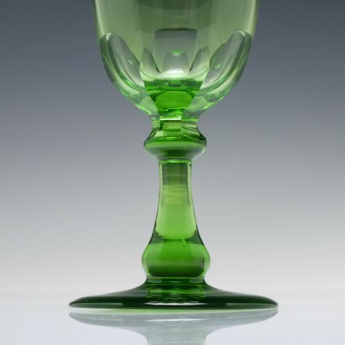 PAIR ANTIQUE 19TH CENTURY APPLE GREEN WINE GLASSES C1850 - ADDITIONAL PHOTO 3