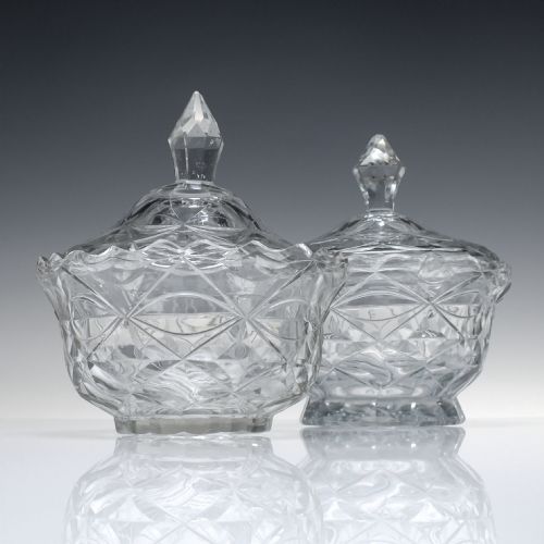 two anglo irish cork cut oval glass serving bowls with covers c1820 - CATEGORY: ANTIQUE GLASS - DATED GEORGIAN