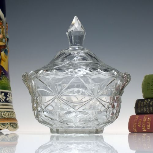 TWO ANGLO IRISH CORK CUT OVAL GLASS SERVING BOWLS WITH COVERS C1820 - ADDITIONAL PHOTO 2