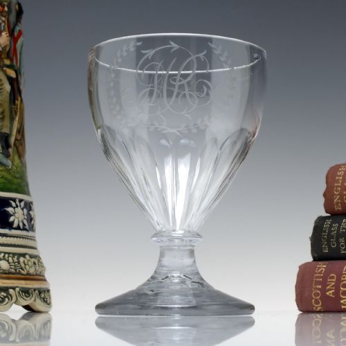 antique engraved petal moulded glass rummer c1820 - CATEGORY: ANTIQUE GLASS - DATED GEORGIAN