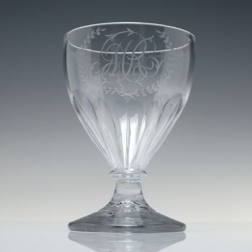 ANTIQUE ENGRAVED PETAL MOULDED GLASS RUMMER C1820 - ADDITIONAL PHOTO 1