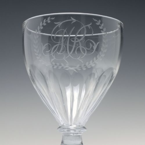 ANTIQUE ENGRAVED PETAL MOULDED GLASS RUMMER C1820 - ADDITIONAL PHOTO 2