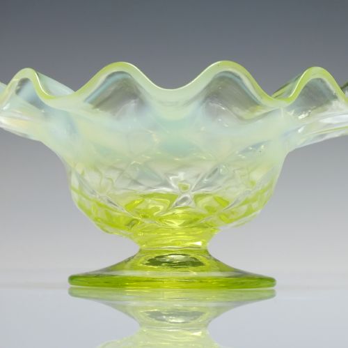 VICTORIAN VASELINE OPALESCENT GLASS VASE C1880 - ADDITIONAL PHOTO 3