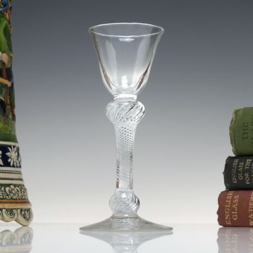 georgian double knop air twist wine glass c1750 ex arthur churchill collection - CATEGORY: ANTIQUE GLASS - DATED GEORGIAN