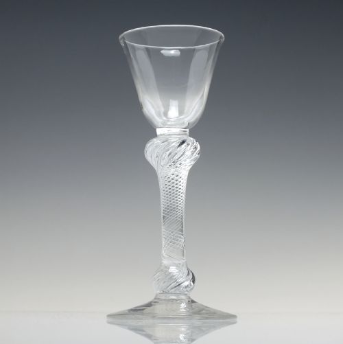 GEORGIAN DOUBLE KNOP AIR TWIST WINE GLASS C1750 EX ARTHUR CHURCHILL COLLECTION - ADDITIONAL PHOTO 1