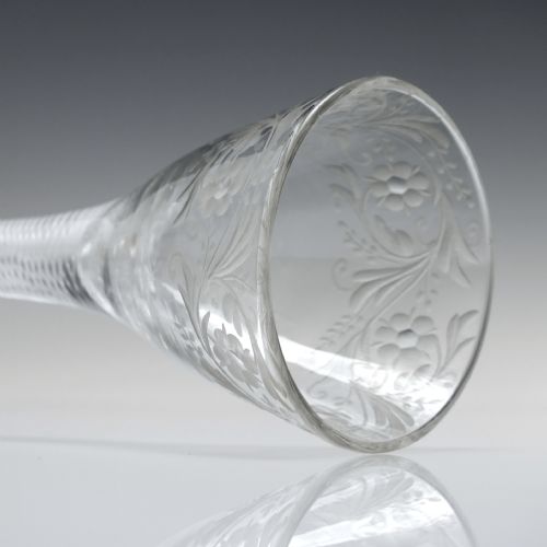 GEORGIAN ENGRAVED AIR TWIST WINE GLASS C1750 EX ARTHUR CHURCHILL COLLECTION - ADDITIONAL PHOTO 6