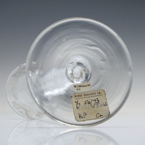 GEORGIAN ENGRAVED AIR TWIST WINE GLASS C1750 EX ARTHUR CHURCHILL COLLECTION - ADDITIONAL PHOTO 7