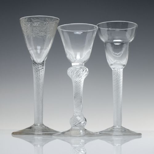 GEORGIAN ENGRAVED AIR TWIST WINE GLASS C1750 EX ARTHUR CHURCHILL COLLECTION - ADDITIONAL PHOTO 8