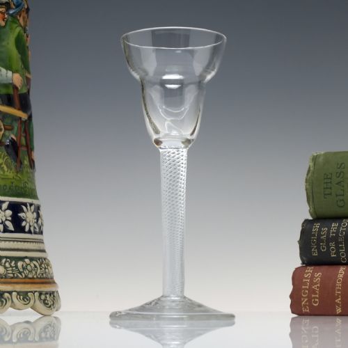 georgian pan top air twist wine glass c1750 - CATEGORY: ANTIQUE GLASS - DATED GEORGIAN