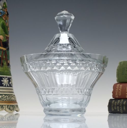 victorian cut glass serving bowl with cover c1880 - CATEGORY: ANTIQUE GLASS - DATED VICTORIAN