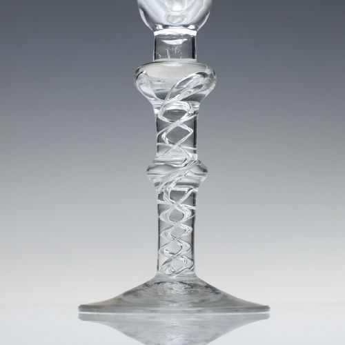 18TH CENTURY DOUBLE KNOP MERCURY TWIST WINE GLASS C1750 - ADDITIONAL PHOTO 3