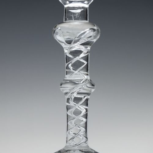 18TH CENTURY DOUBLE KNOP MERCURY TWIST WINE GLASS C1750 - ADDITIONAL PHOTO 5
