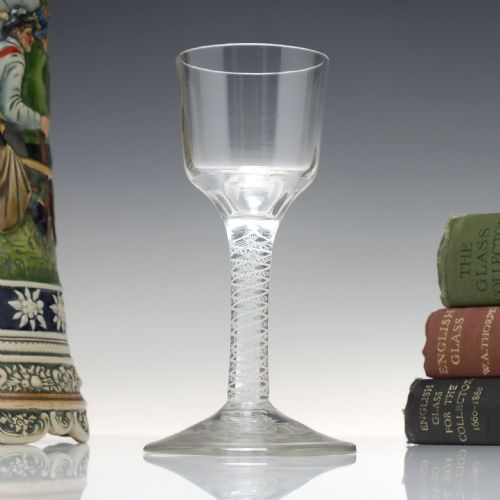 antique 18th century opaque twist wine glass c1760 - CATEGORY: ANTIQUE GLASS - DATED GEORGIAN