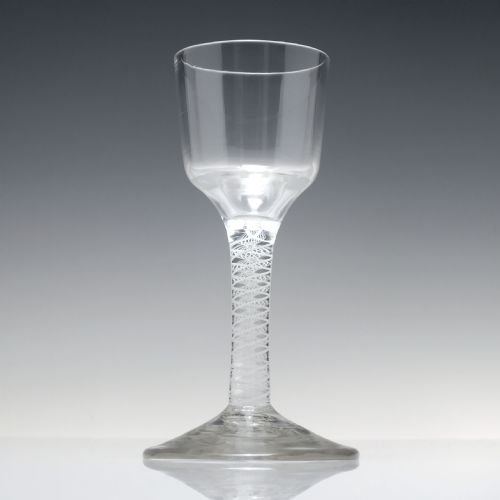 ANTIQUE 18TH CENTURY OPAQUE TWIST WINE GLASS C1760 - ADDITIONAL PHOTO 1