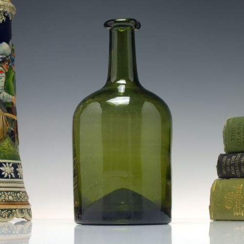 18th century transitional green mallet glass wine bottle c1760 - CATEGORY: ANTIQUE GLASS - DATED GEORGIAN