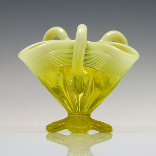 DAVIDSON PRIMROSE VASELINE GLASS 'LADY CAROLINE' BOWL C1890 - ADDITIONAL PHOTO 2