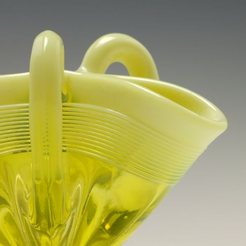 DAVIDSON PRIMROSE VASELINE GLASS 'LADY CAROLINE' BOWL C1890 - ADDITIONAL PHOTO 5