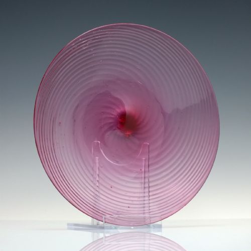 RARE SALVIATI C MURANO CRANBERRY GLASS PLATE 185972 - ADDITIONAL PHOTO 1