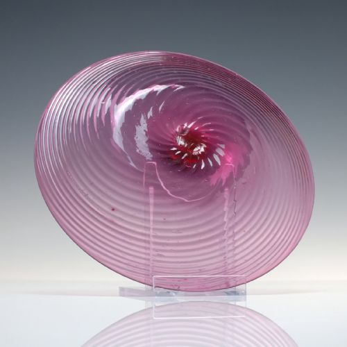 RARE SALVIATI C MURANO CRANBERRY GLASS PLATE 185972 - ADDITIONAL PHOTO 3