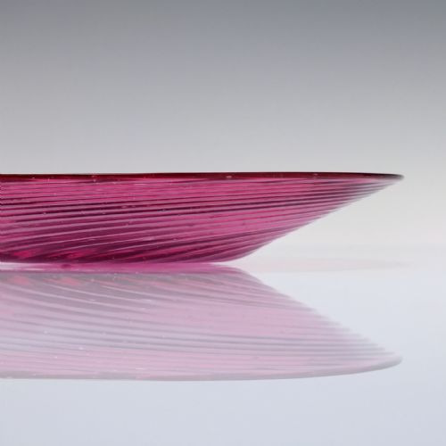 RARE SALVIATI C MURANO CRANBERRY GLASS PLATE 185972 - ADDITIONAL PHOTO 4