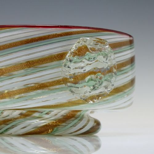RARE SALVIATI C CHERUB FILIGRANA GLASS BOWL 185972 - ADDITIONAL PHOTO 4