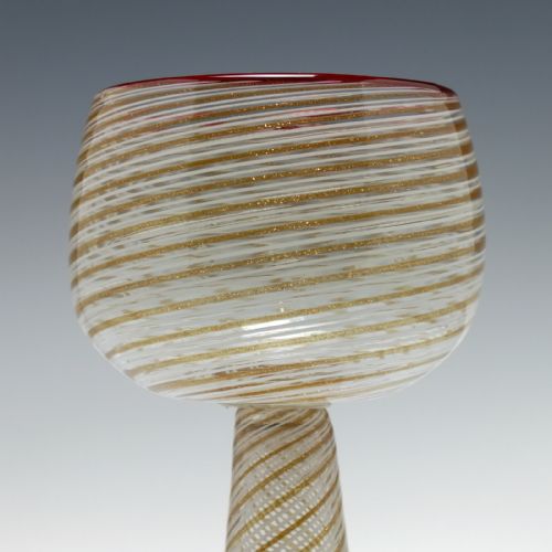 VENETIAN SALVIATI C MEZZA FILIGRANA COPPER AVENTURINE WINE GLASS 185990 - ADDITIONAL PHOTO 2