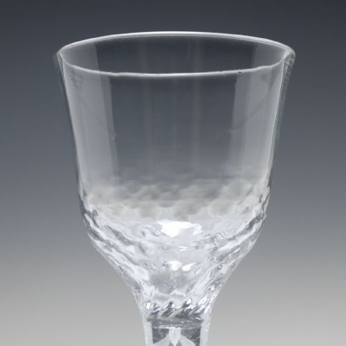 18TH CENTURY OPAQUE TWIST WINE GLASS WITH HONEYCOMB MOULDED BOWL C1780 - ADDITIONAL PHOTO 2