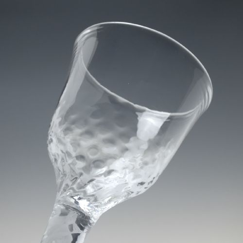 18TH CENTURY OPAQUE TWIST WINE GLASS WITH HONEYCOMB MOULDED BOWL C1780 - ADDITIONAL PHOTO 5