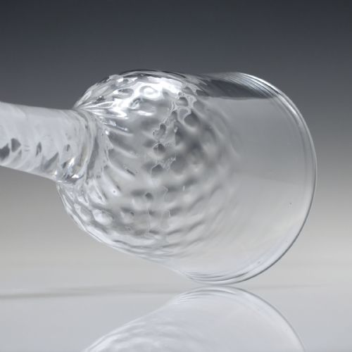 18TH CENTURY OPAQUE TWIST WINE GLASS WITH HONEYCOMB MOULDED BOWL C1780 - ADDITIONAL PHOTO 7