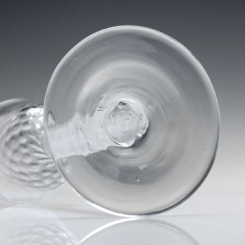 18TH CENTURY OPAQUE TWIST WINE GLASS WITH HONEYCOMB MOULDED BOWL C1780 - ADDITIONAL PHOTO 8