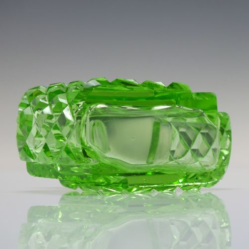 ANTIQUE ART DECO VASELINE GLASS PERFUME BOTTLE C1930 - ADDITIONAL PHOTO 6