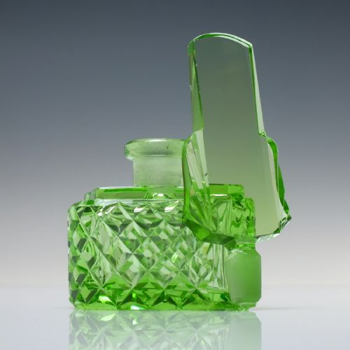 ANTIQUE ART DECO VASELINE GLASS PERFUME BOTTLE C1930 - ADDITIONAL PHOTO 7
