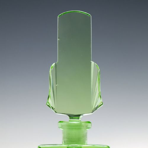 ANTIQUE ART DECO VASELINE GLASS PERFUME BOTTLE C1930 - ADDITIONAL PHOTO 8