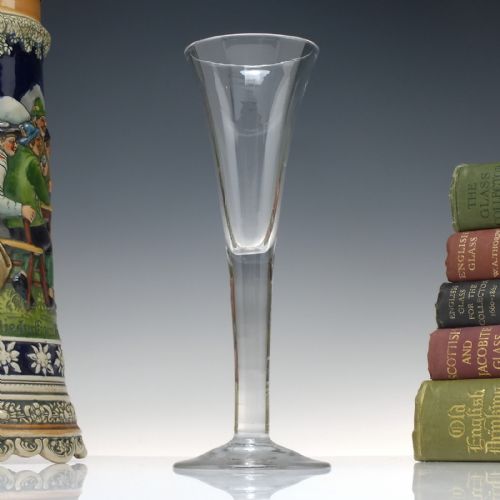 tall georgian plain stem champagne flute glass c1750 - CATEGORY: ANTIQUE GLASS - DATED GEORGIAN