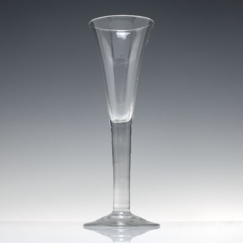 TALL GEORGIAN PLAIN STEM CHAMPAGNE FLUTE GLASS C1750 - ADDITIONAL PHOTO 1
