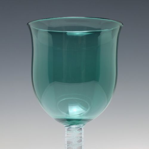19TH CENTURY OPAQUE TWIST WINE GLASS WITH GREEN BOWL AND FOOT C1830 - ADDITIONAL PHOTO 2